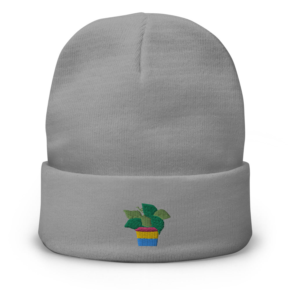 Pan Plant Embroidered Beanie