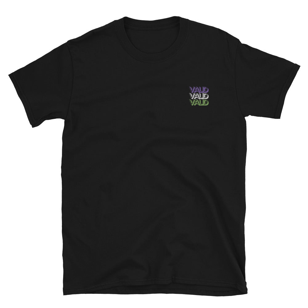 Valid. Tee (Gender neutral) - Genderqueer flag embroidery