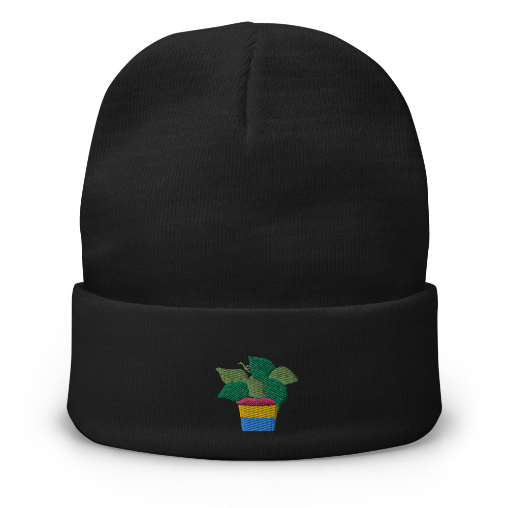 Pan Plant Embroidered Beanie