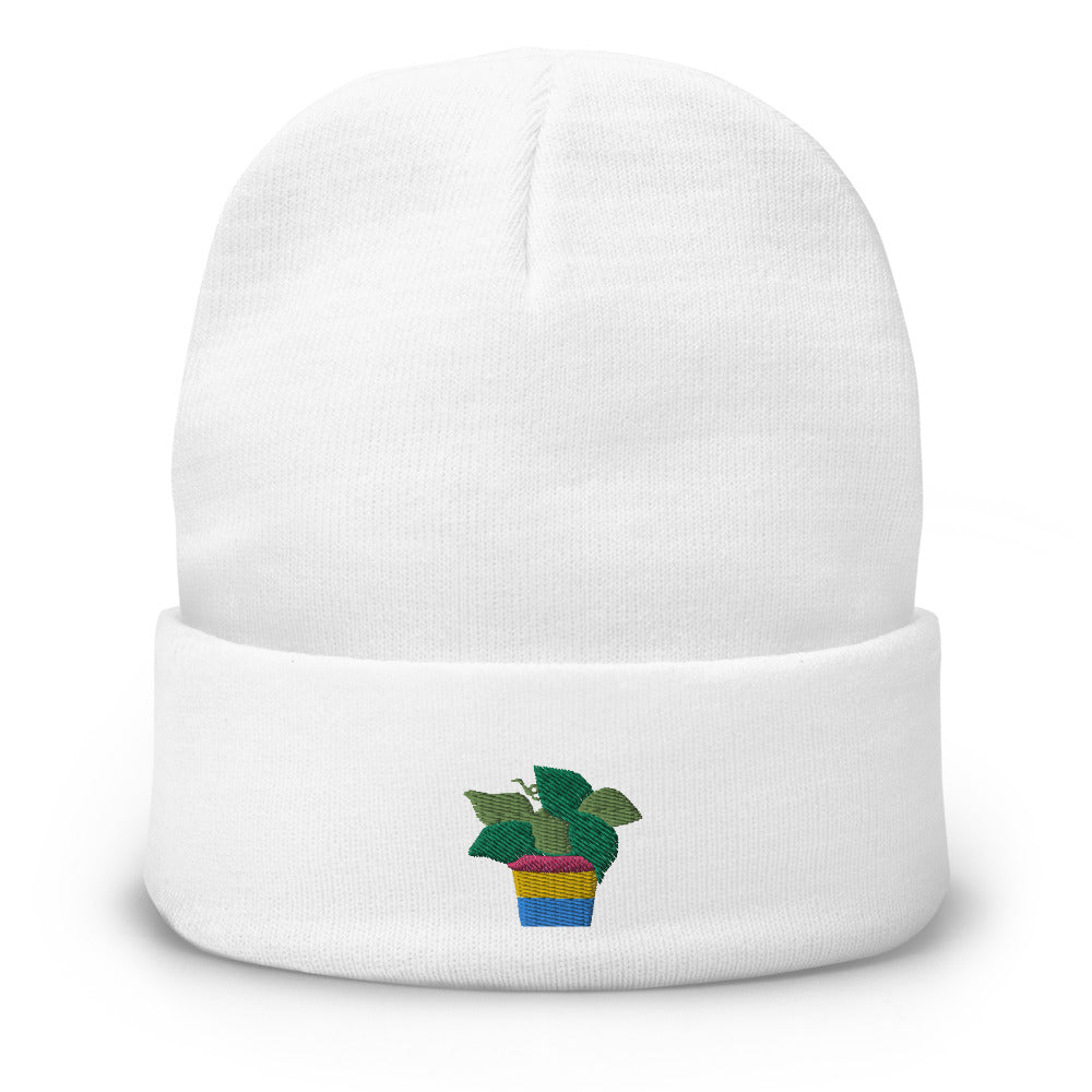 Pan Plant Embroidered Beanie