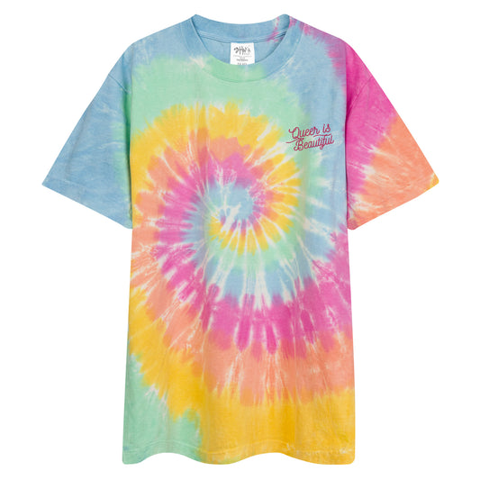 Queer is Beautiful oversized tie-dye tee