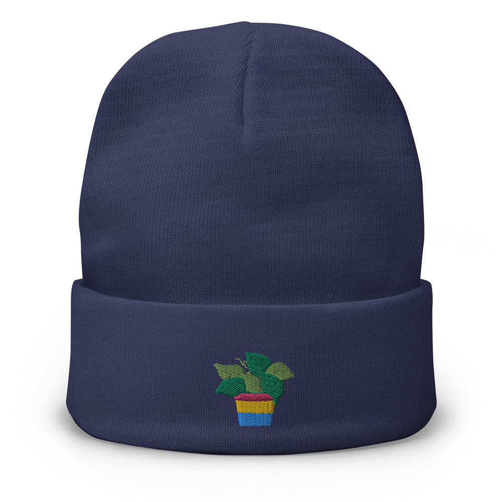 Pan Plant Embroidered Beanie